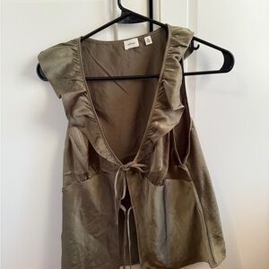 Wilfred Sage Green Ruffle Tie-Front Blouse